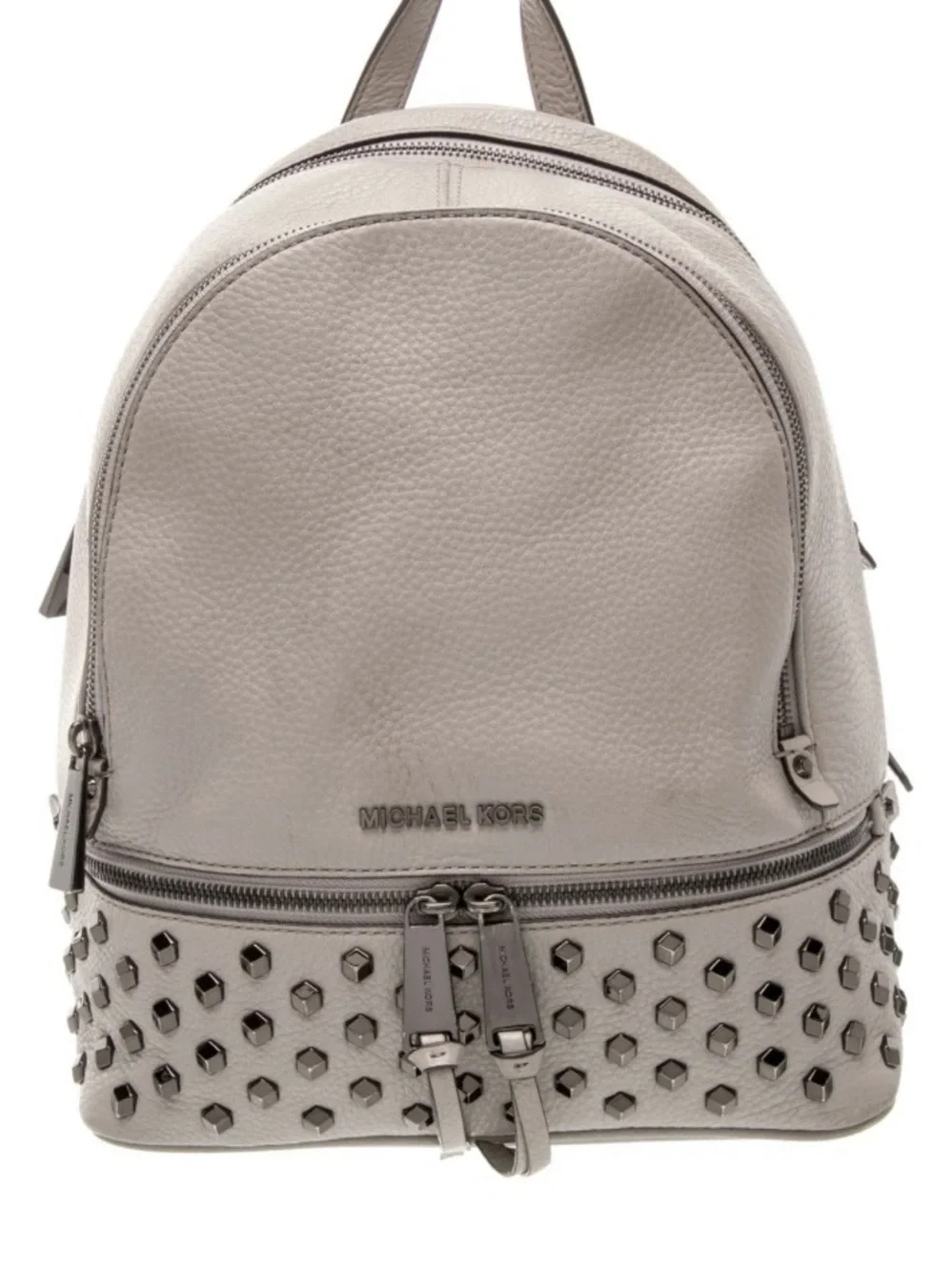 NWOT MICHAEL KORS REA STUDDED GRAY PEBBLED LEATHER BACKPACK
